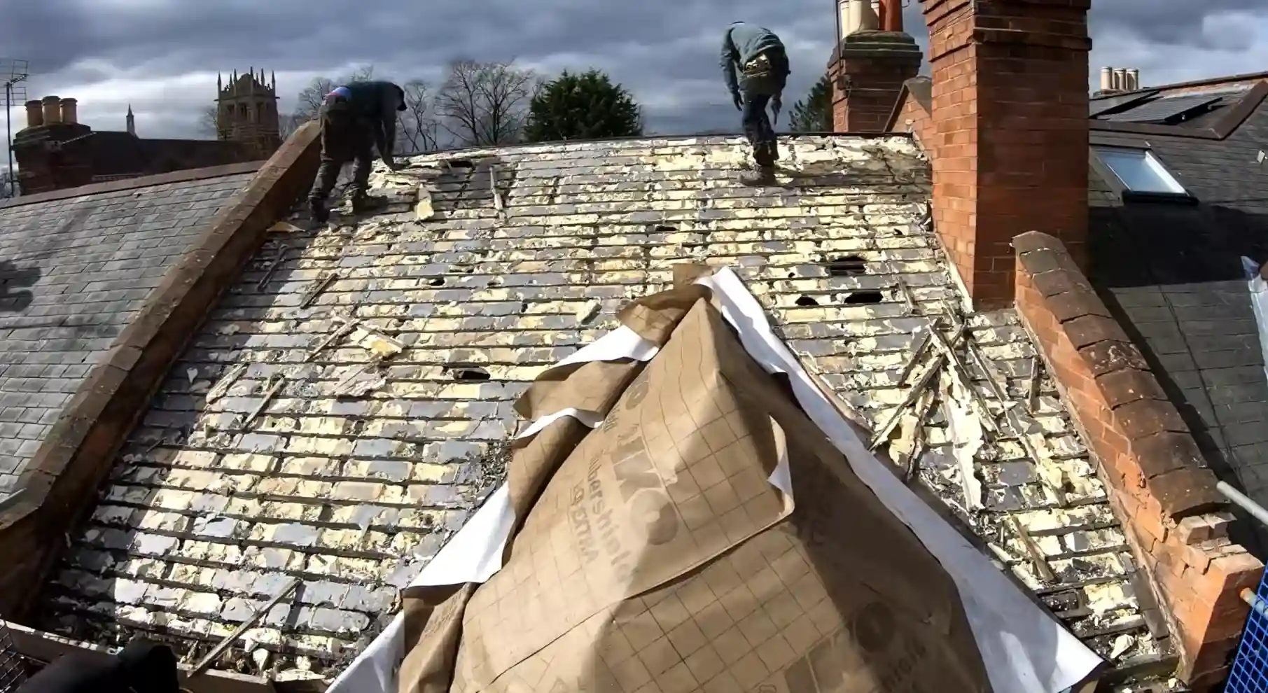 Complete roof replacement by the premier Roofing Contractor Bismarck ND, installing new underlayment.